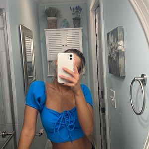 blue crop top